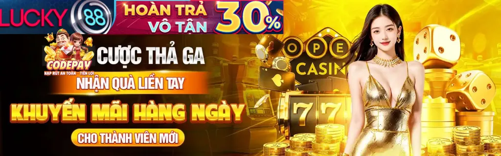 Máy đánh bạc Slot Game với hiệu ứng lấp lánh tại LC88